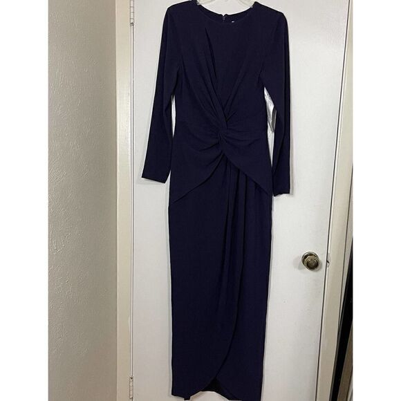 NWT! Dress The Population Naomi Twist Crepe Boysenberry purple maxi dress Medium - Picture 2 of 9